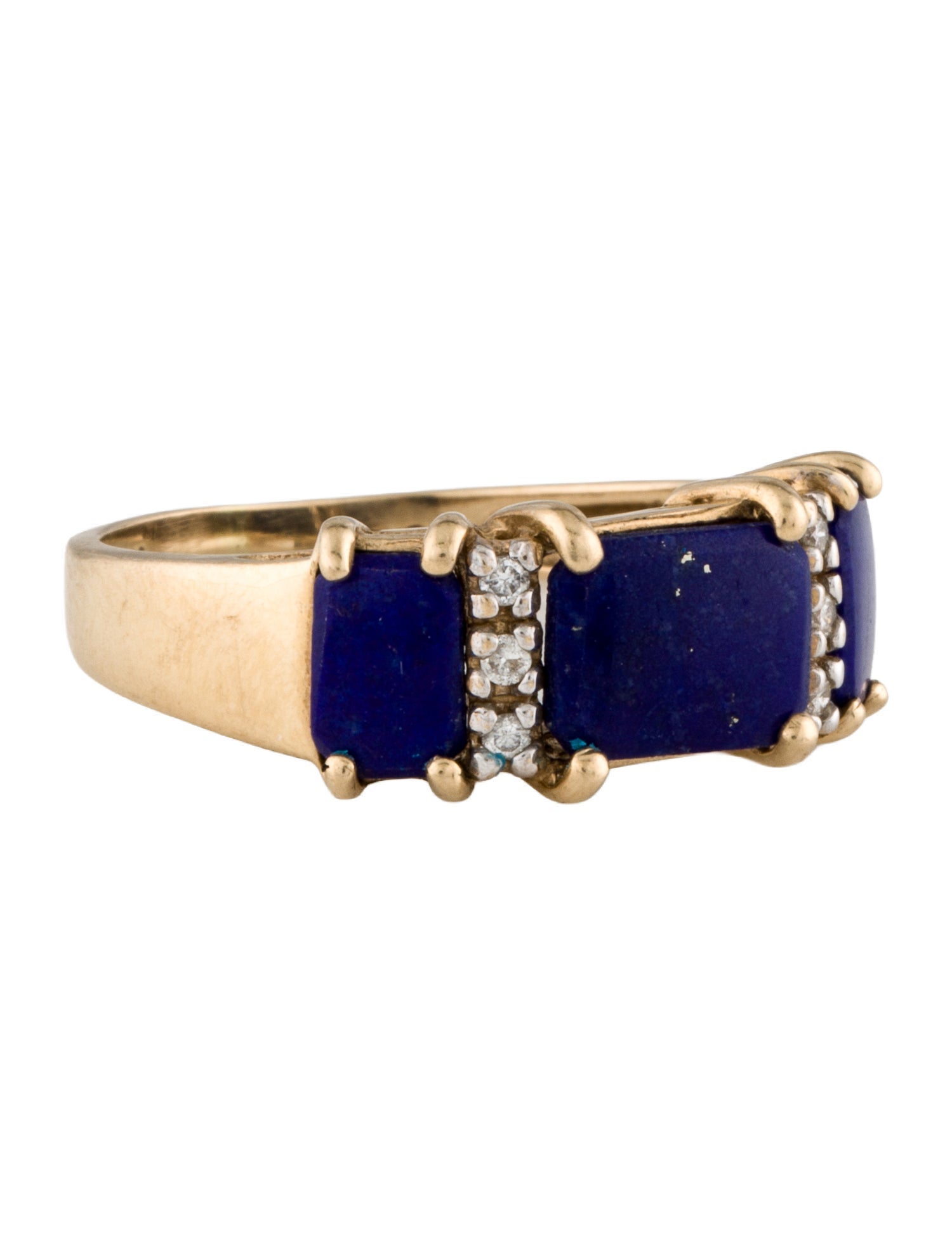 Ring 14K Lapis Lazuli & Diamond Band
