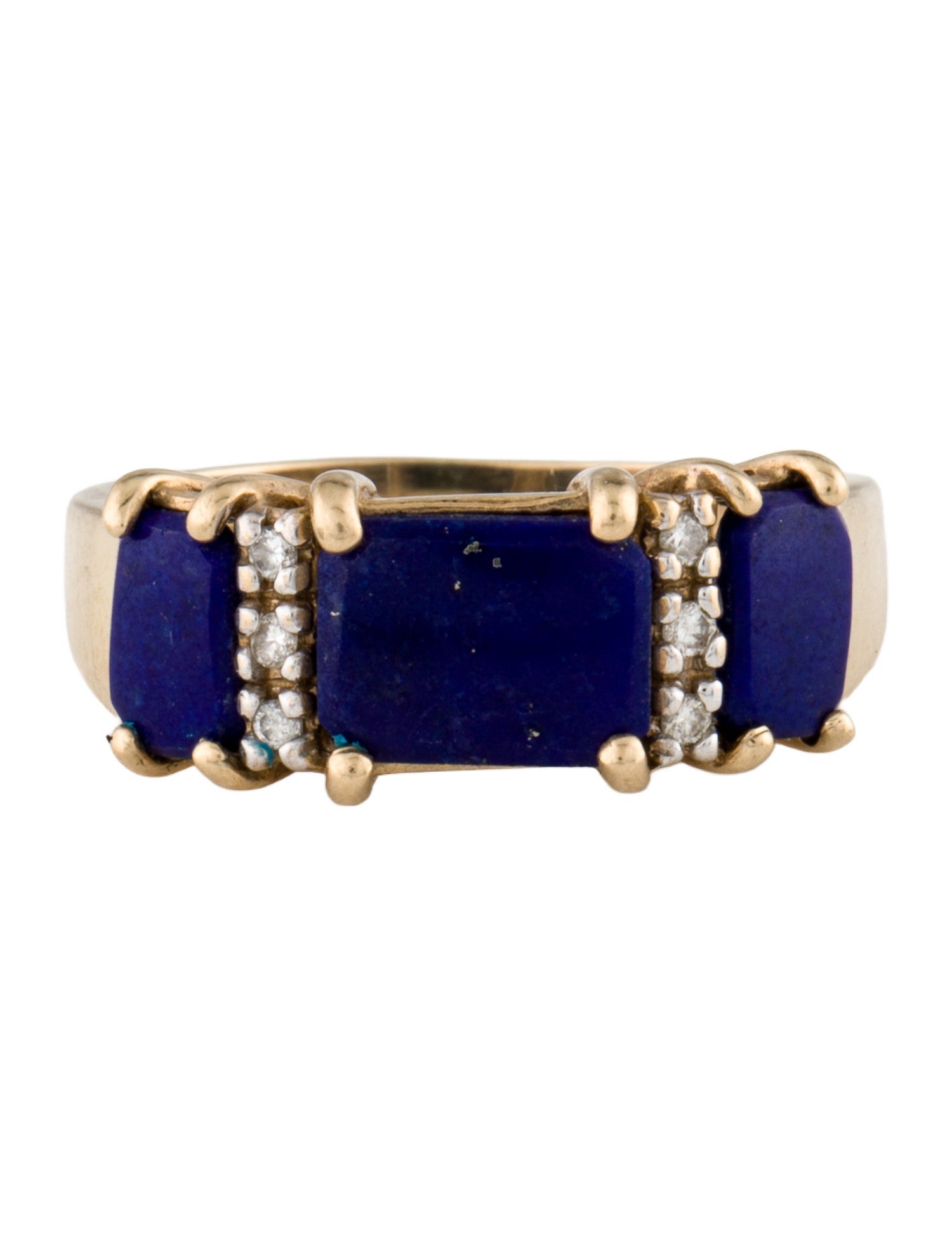Ring 14K Lapis Lazuli & Diamond Band
