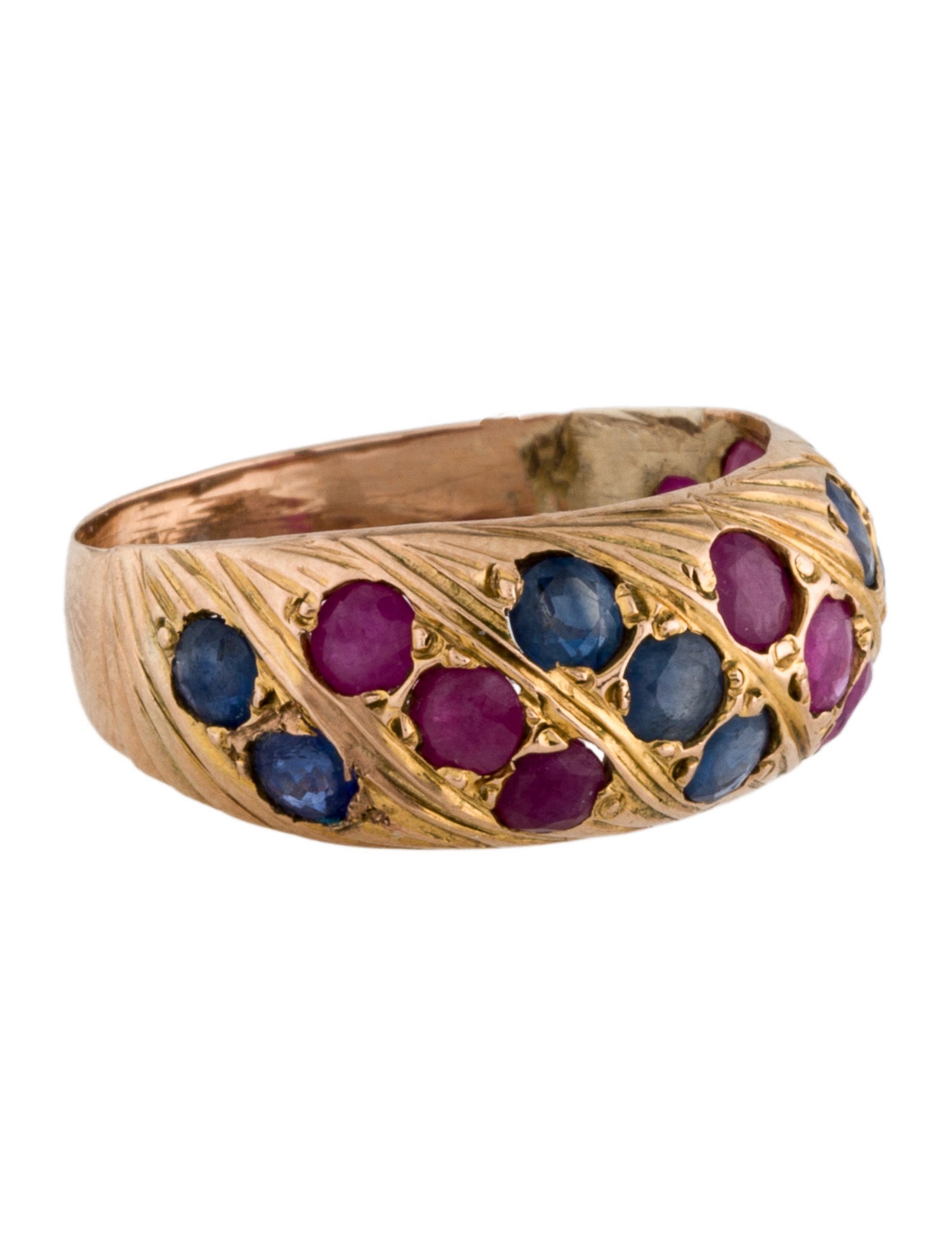 Ring 14K Ruby & Sapphire Dome