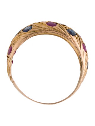 Ring 14K Ruby & Sapphire Dome Ring
