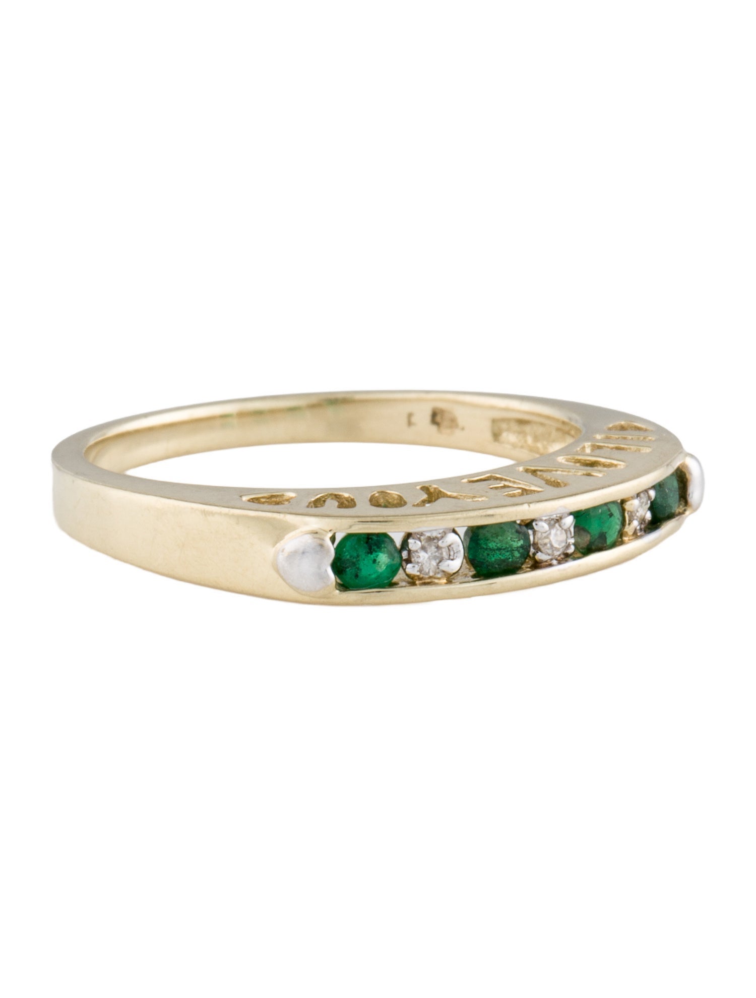 Ring 10K Emerald & Diamond Band
