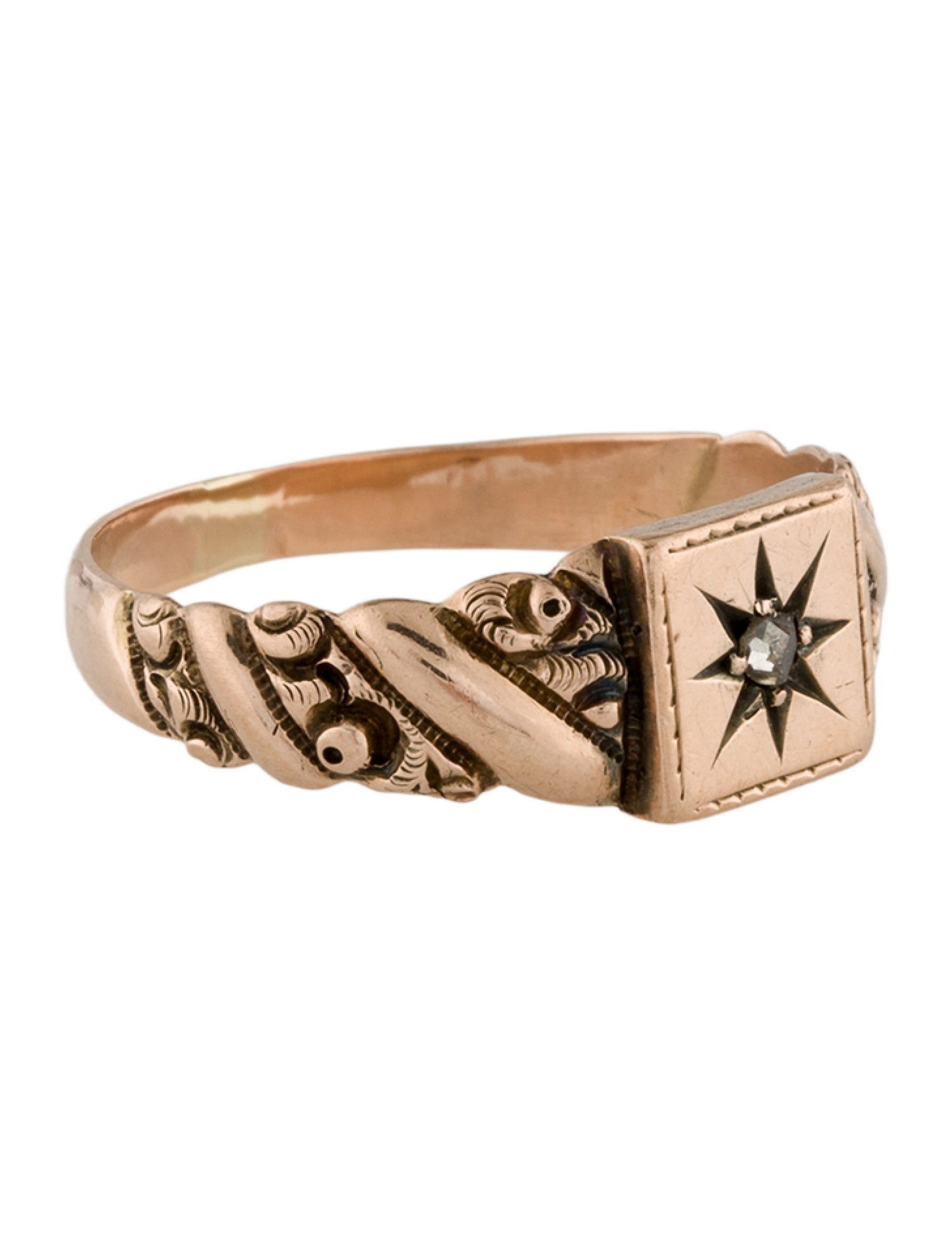 Ring 10K Diamond Signet