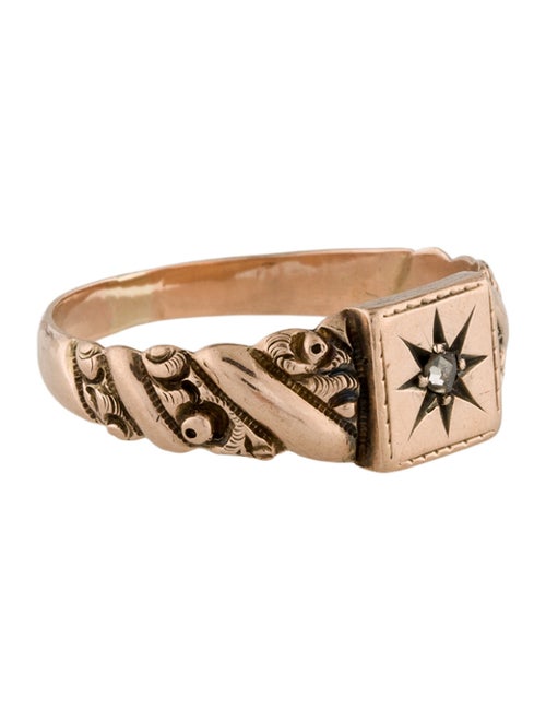 Ring 10K Diamond Signet Ring