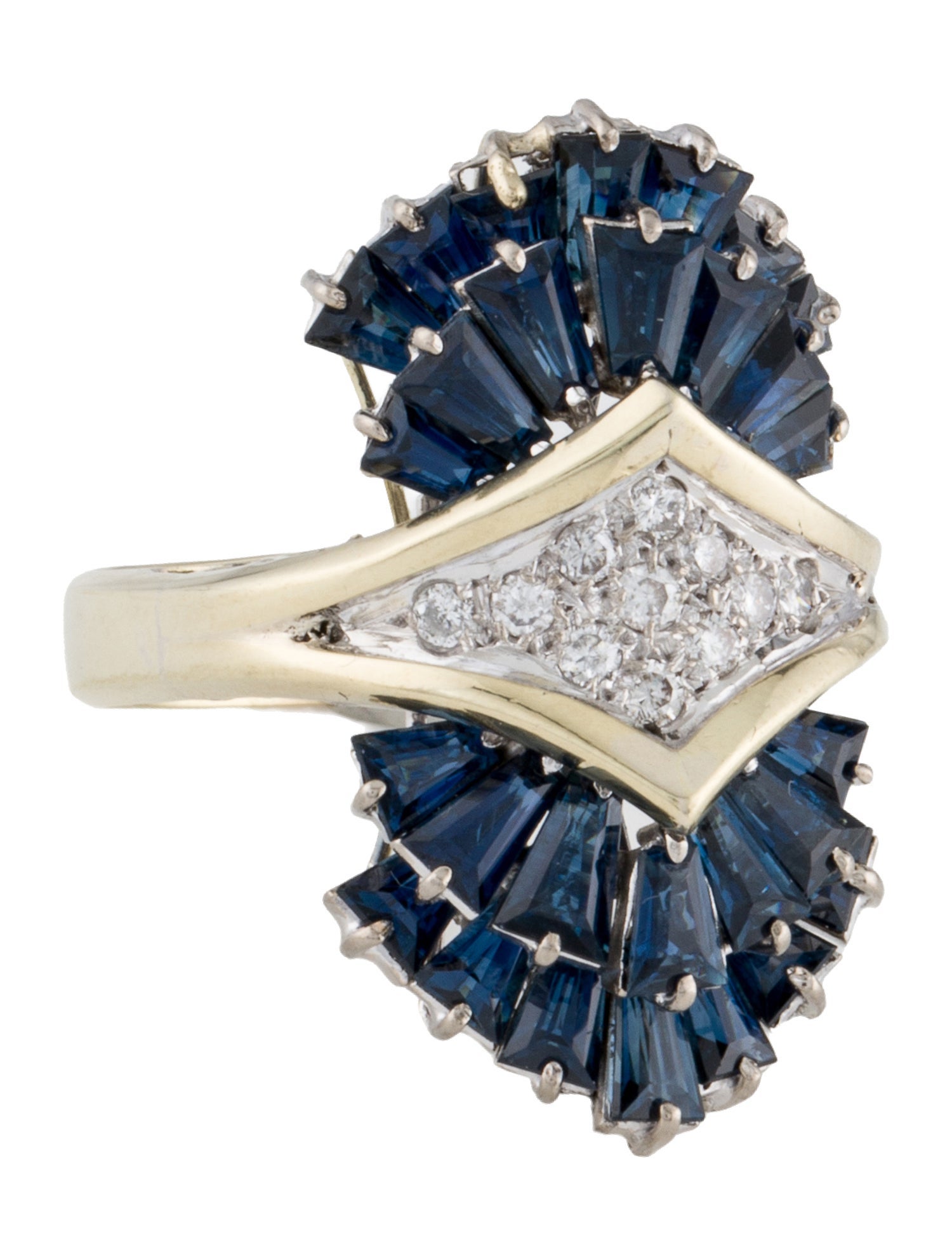 Ring 14K Sapphire & Diamond Cocktail