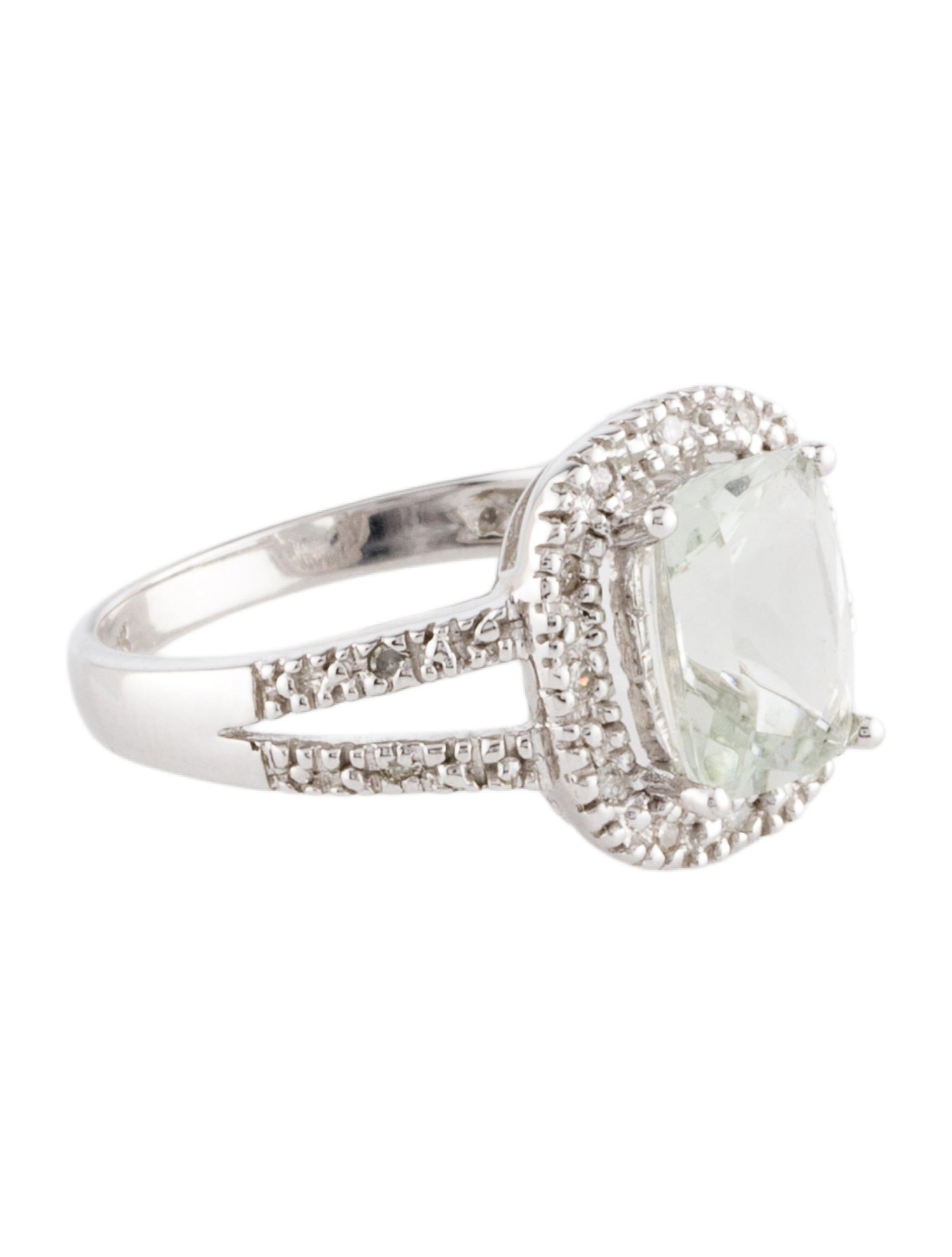 Ring 10K 1.93ct Prasiolite & Diamond Cocktail Ring
