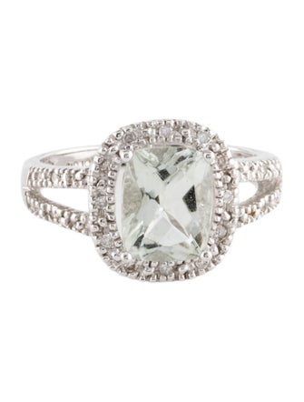 Ring 10K 1.93ct Prasiolite & Diamond Cocktail Ring