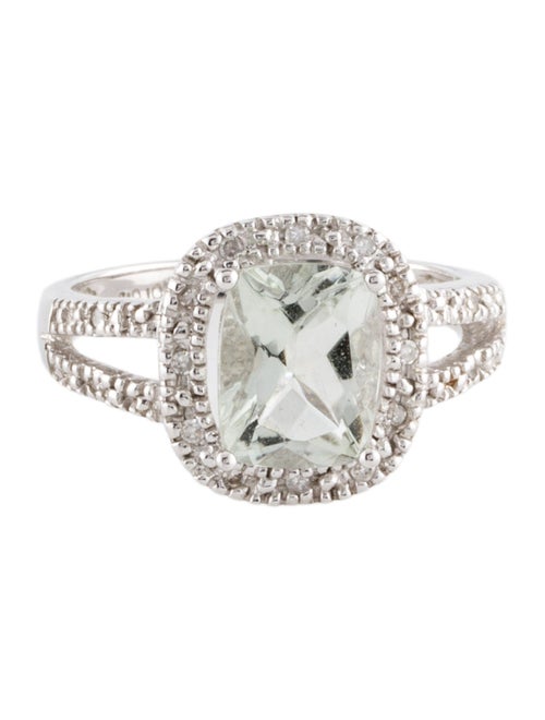 Ring 10K 1.93ct Prasiolite & Diamond Cocktail Ring