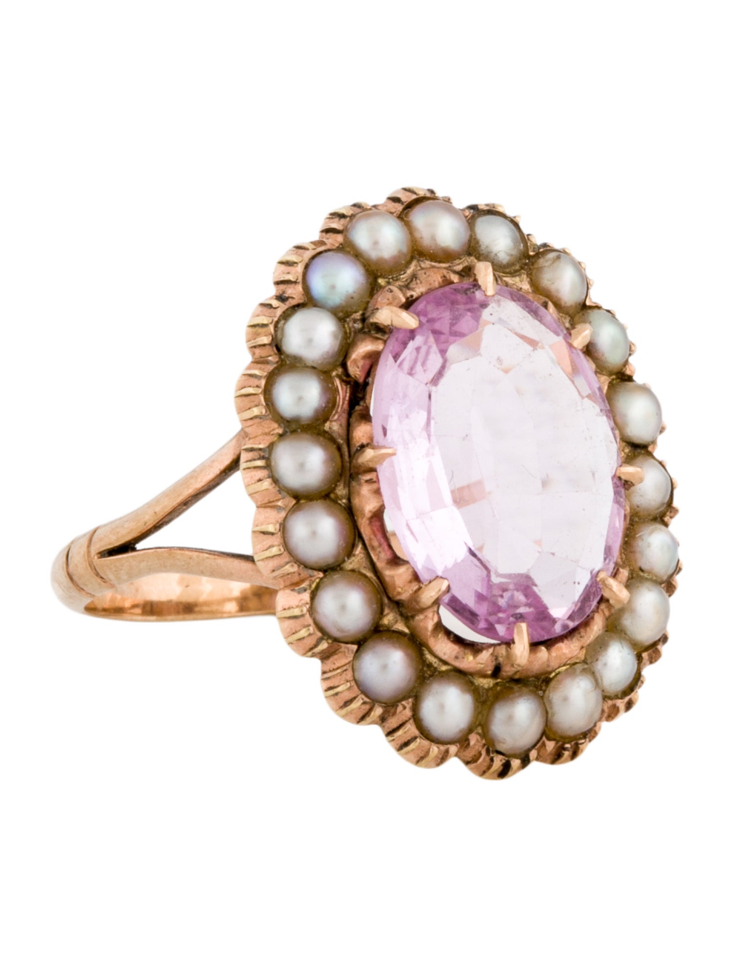Ring Antique 2.90ct Topaz & Pearl Cocktail