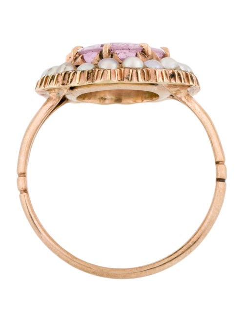 Ring Antique 2.90ct Topaz & Pearl Cocktail Ring