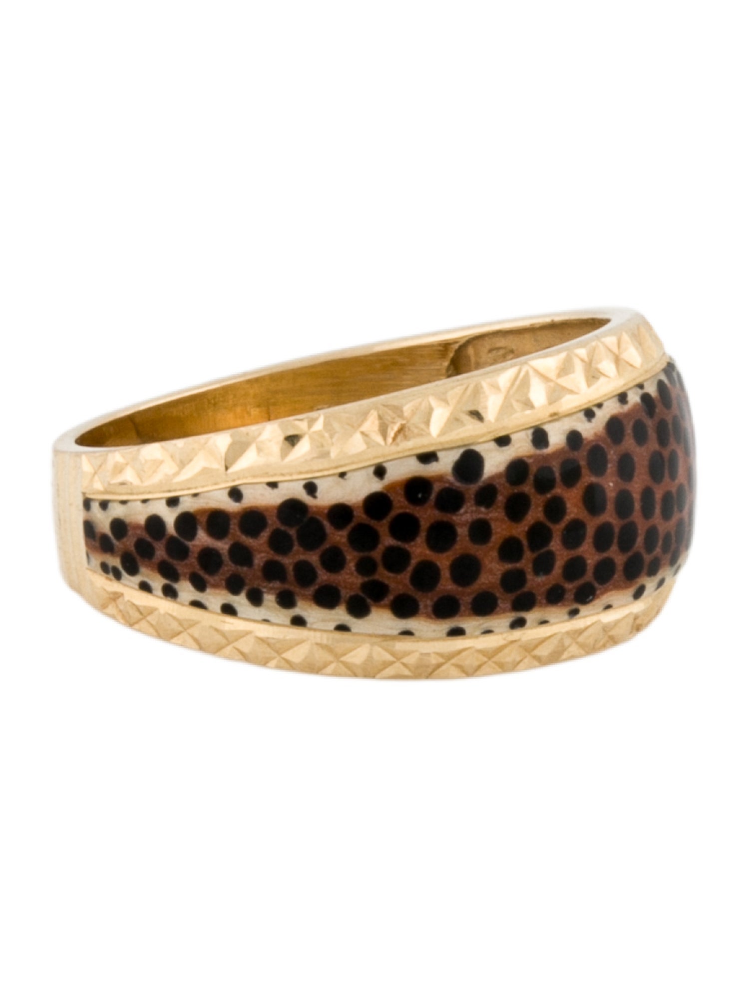 Ring 14K Leopard Print Enamel Band