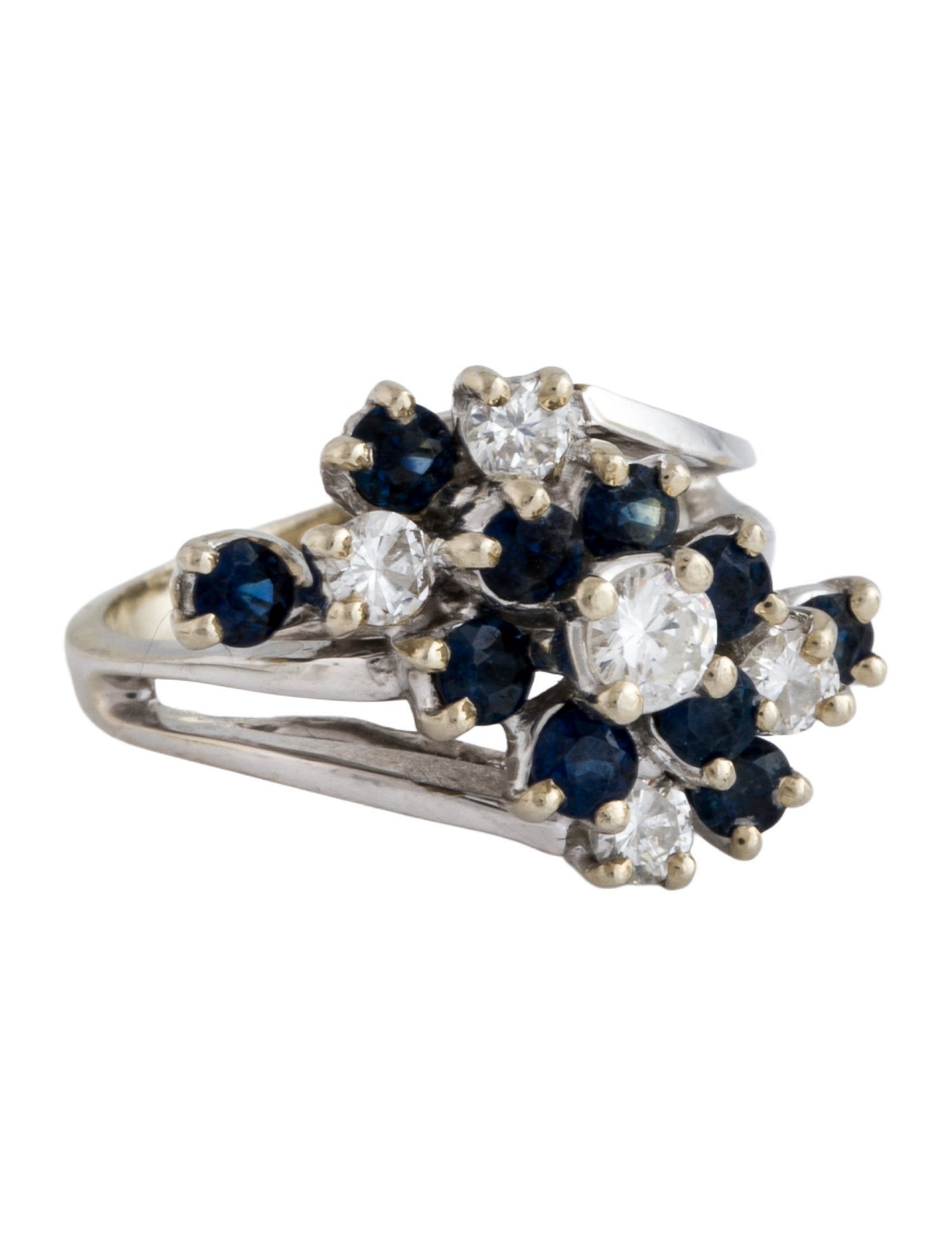 Ring 14K Diamond & 1.17ct Sapphire Cocktail