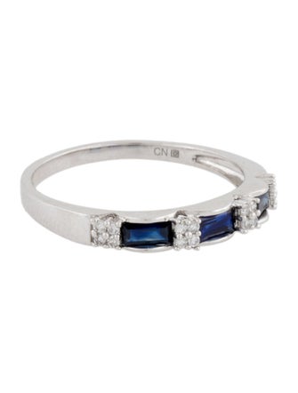 Ring 10K Sapphire & Diamond Band Ring