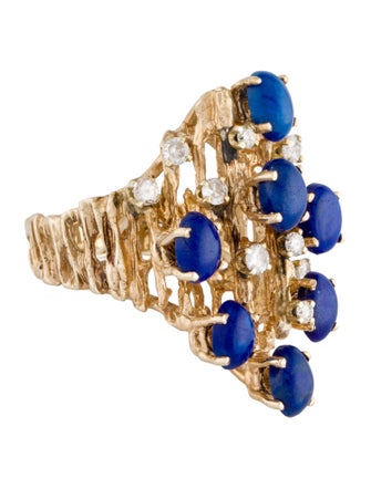 Ring 14K Diamond-Accented Lapis Lazuli Cocktail Ring