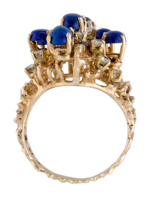 Ring 14K Diamond-Accented Lapis Lazuli Cocktail Ring