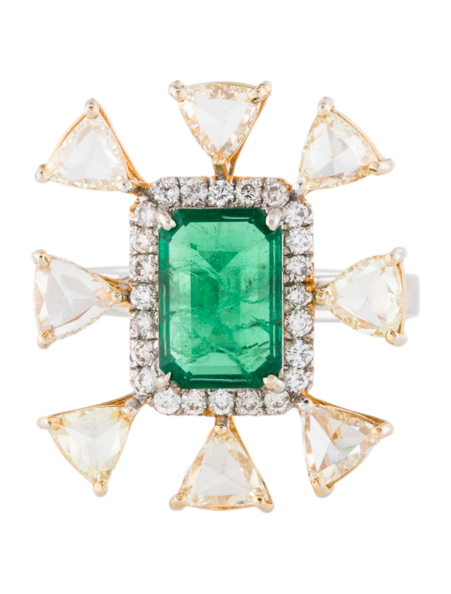 Ring 18K Emerald & Diamond Cocktail