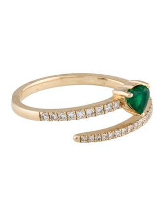 Ring 14K Emerald & Diamond Band