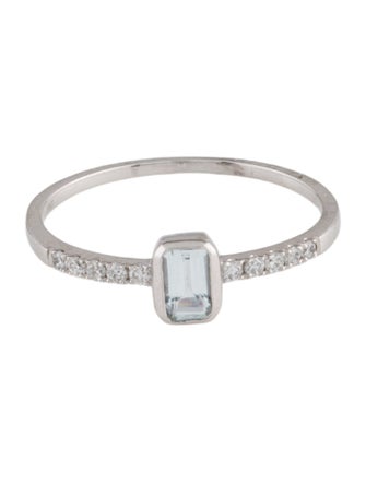 Ring 14K Aquamarine & Diamond Cocktail Ring