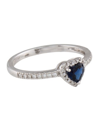 Ring 14K Sapphire & Diamond Heart Cocktail Ring