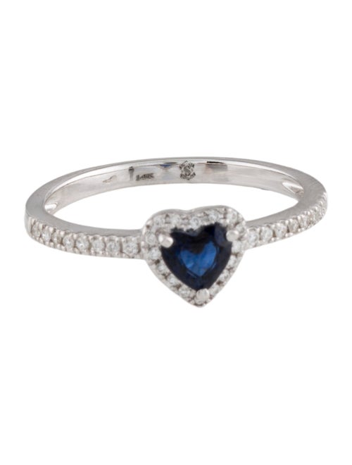 Ring 14K Sapphire & Diamond Heart Cocktail Ring