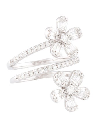 Ring 14K 1.19ctw Diamond Flower Wrap Ring