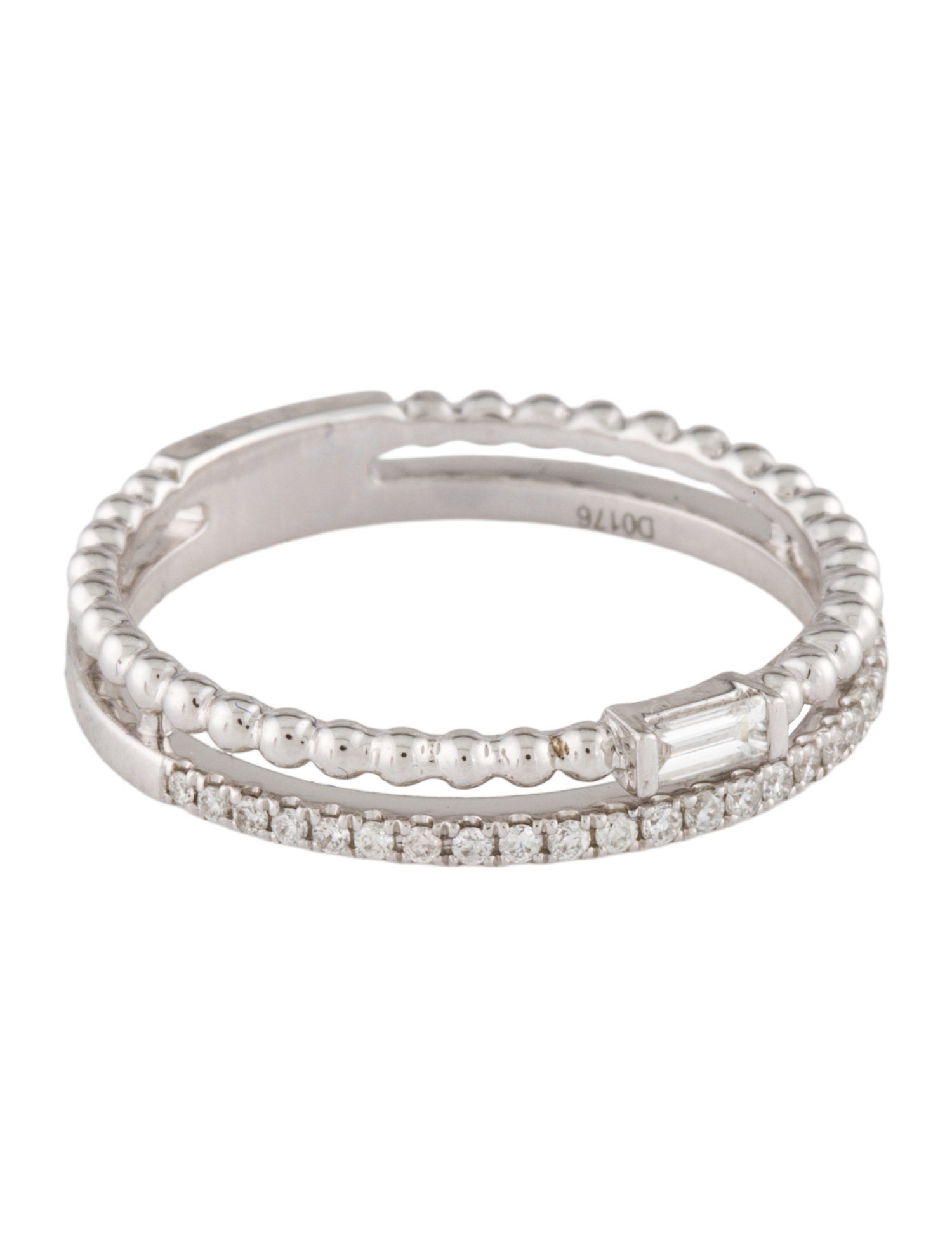 Ring 18K Diamond Beaded Double Row Band