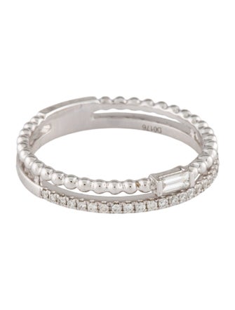 Ring 18K Diamond Beaded Double Row Band