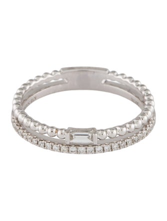 Ring 18K Diamond Beaded Double Row Band
