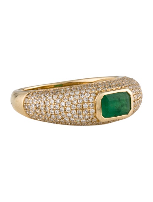 Ring 14K Emerald & Diamond Cocktail Ring