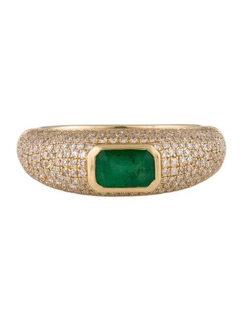 Ring 14K Emerald & Diamond Cocktail Ring