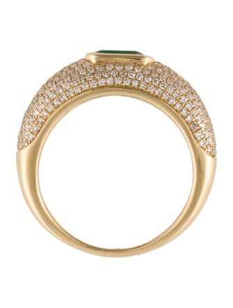 Ring 14K Emerald & Diamond Cocktail Ring