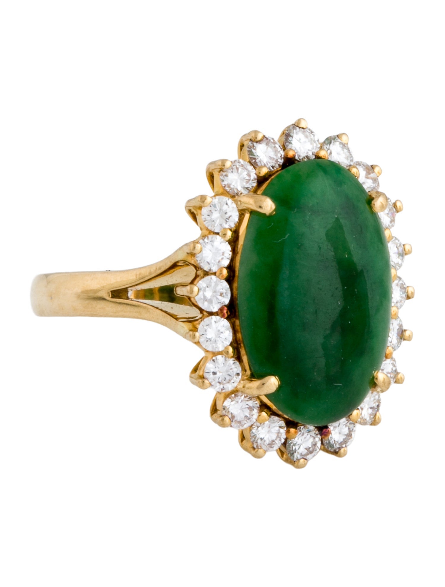 Ring 18K Dyed Jadeite & Diamond Cocktail