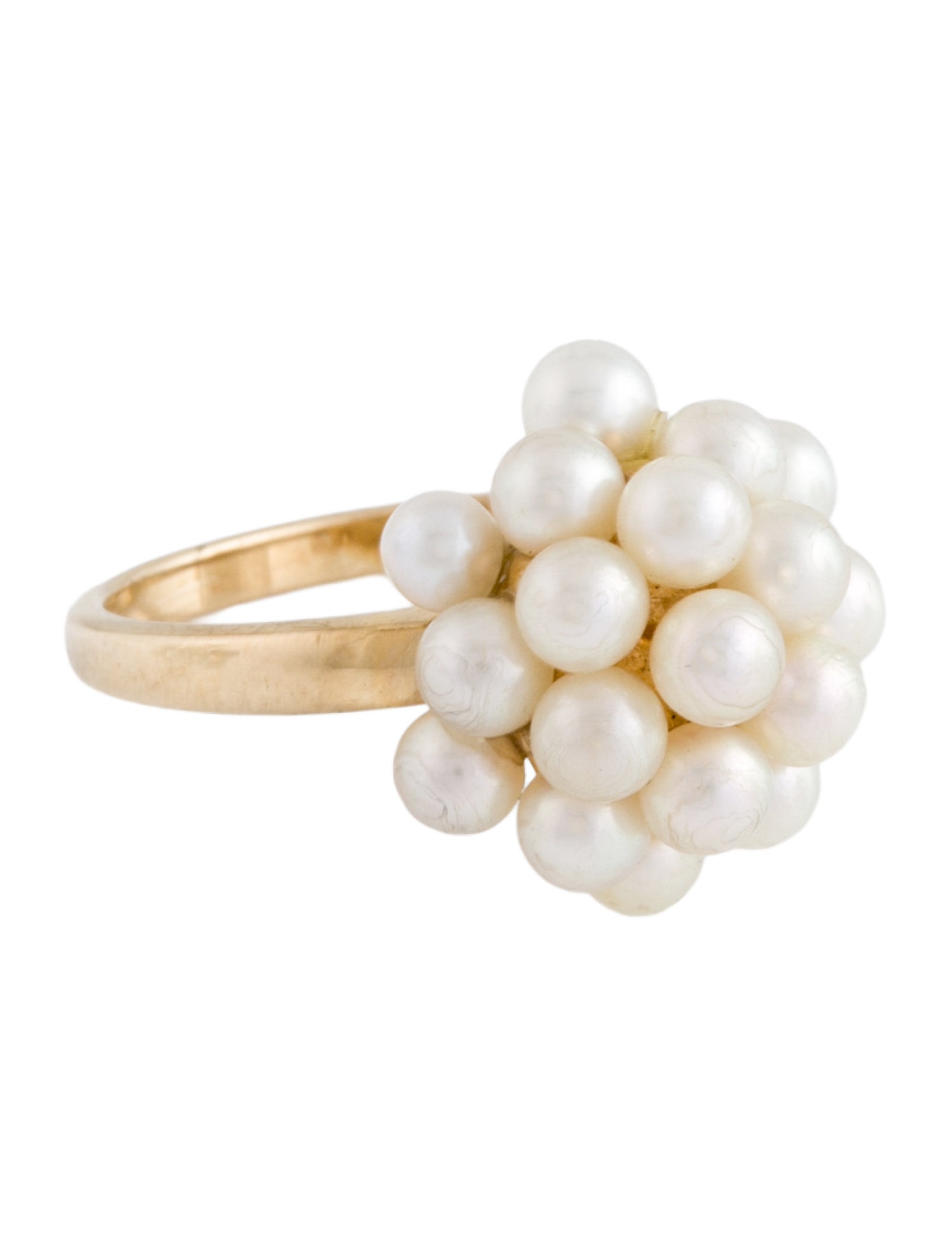 Ring 14K Pearl Cluster Cocktail