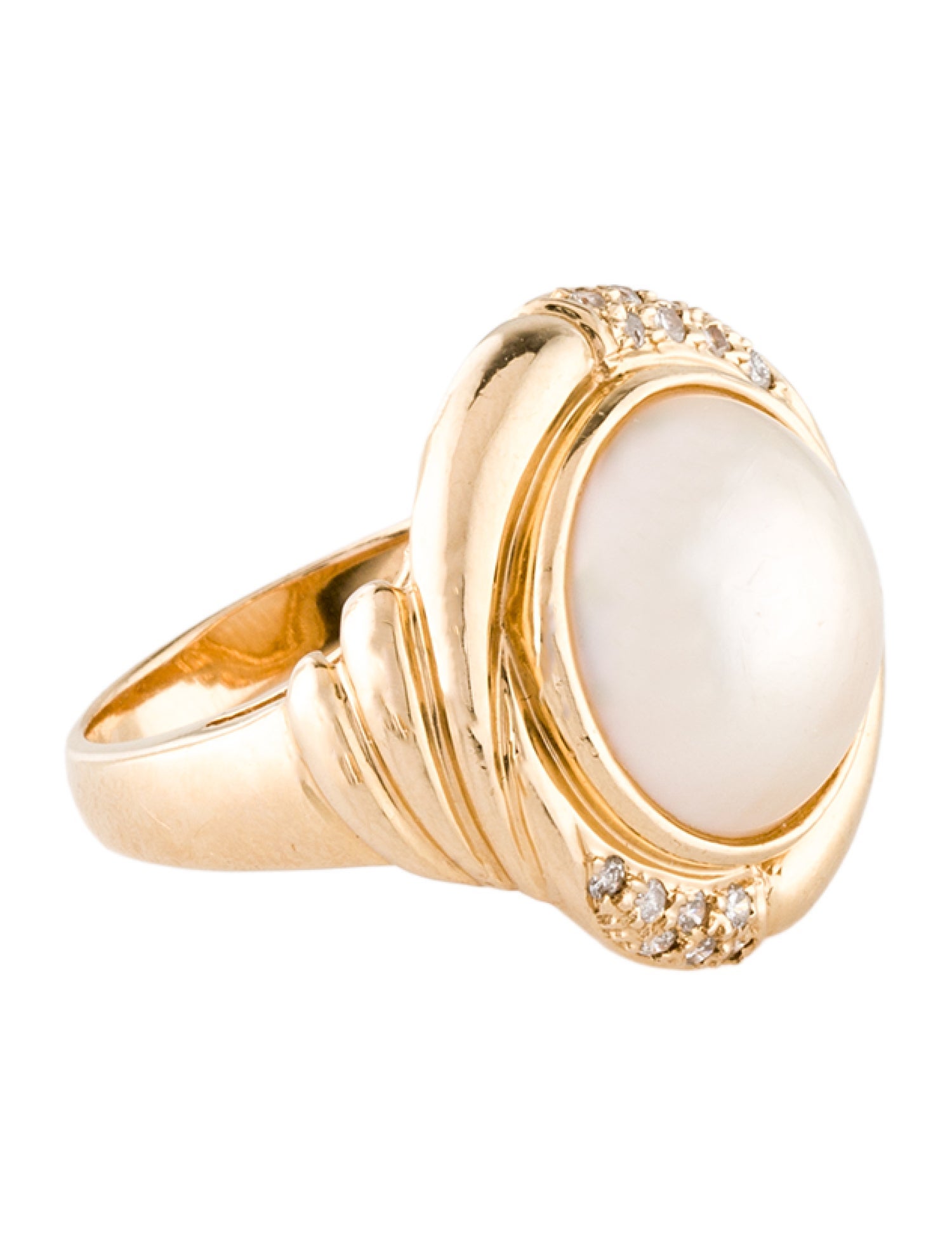 Ring 14K Pearl & Diamond Cocktail Ring