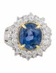 Ring 18K 10.06ct Unheated Burmese Sapphire & Diamond Ring