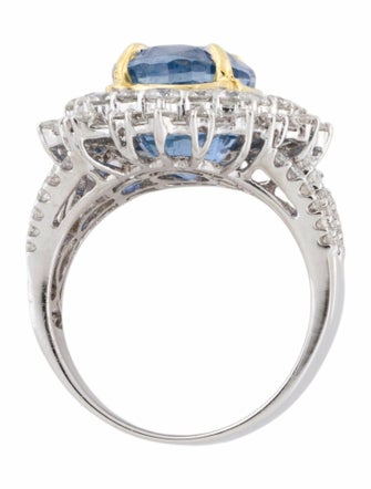 Ring 18K 10.06ct Unheated Burmese Sapphire & Diamond Ring