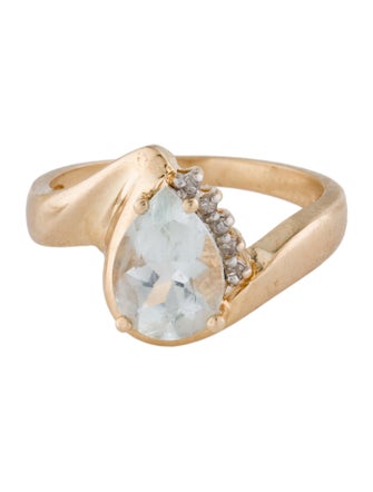 Ring 14K 1.50ct Goshenite & Diamond Cocktail Ring