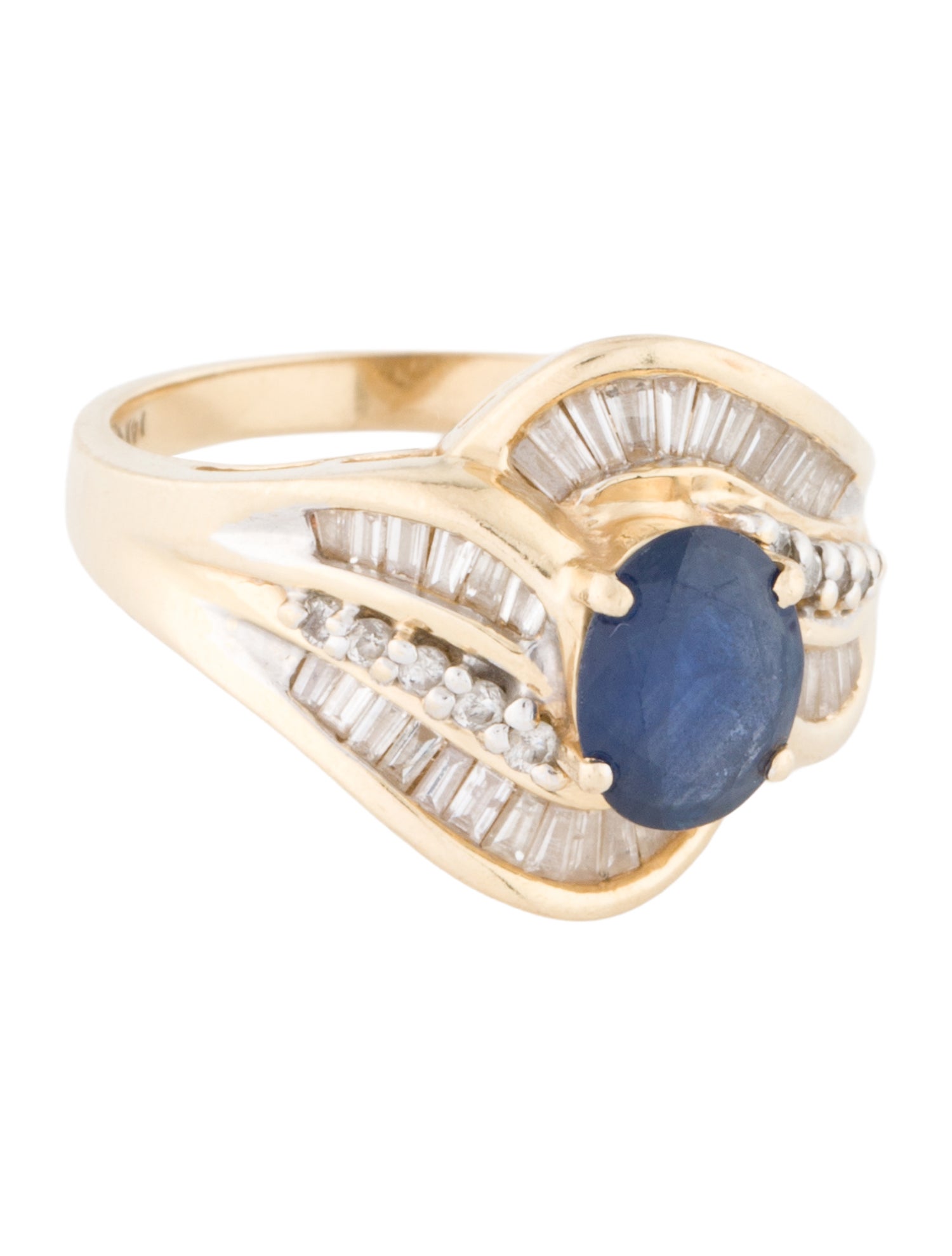 Ring 14K Sapphire & Diamond Cocktail Ring