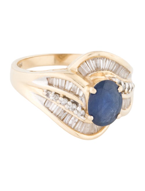 Ring 14K Sapphire & Diamond Cocktail Ring