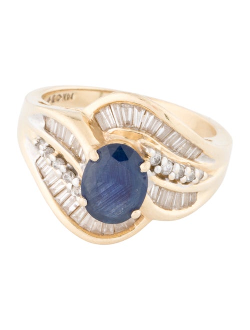 Ring 14K Sapphire & Diamond Cocktail Ring