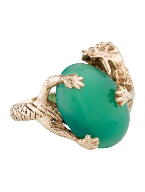 Ring 14K 9.76ct Dyed Chalcedony Dragon Cocktail Ring