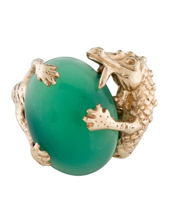 Ring 14K 9.76ct Dyed Chalcedony Dragon Cocktail Ring