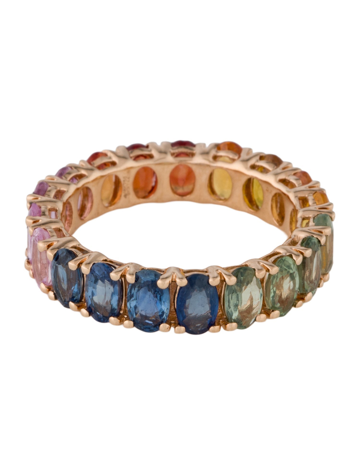 Ring 18K 3.93ctw Sapphire Rainbow Eternity Band