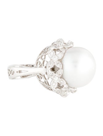 Ring 18K Pearl & Diamond Cocktail Ring