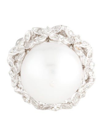 Ring 18K Pearl & Diamond Cocktail Ring