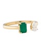 Ring 14K Emerald & Diamond Open Cocktail Ring