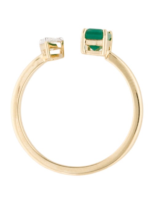 Ring 14K Emerald & Diamond Open Cocktail Ring