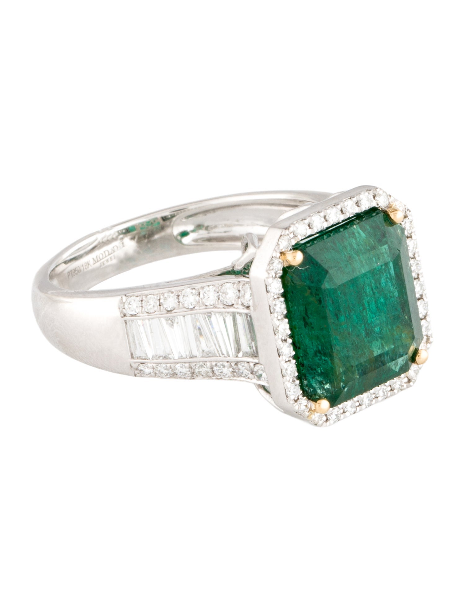 Ring Modani Jewels Platinum 6.00ct Emerald & Diamond Cocktail