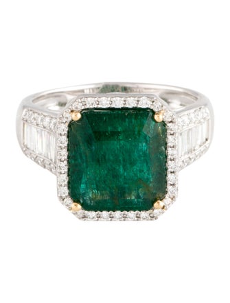 Ring Modani Jewels Platinum 6.00ct Emerald & Diamond Cocktail Ring
