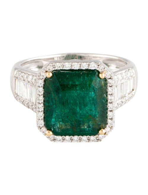 Ring Modani Jewels Platinum 6.00ct Emerald & Diamond Cocktail Ring
