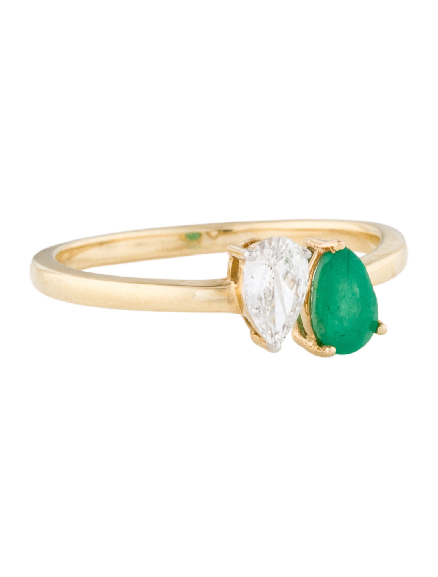 Ring 14K Emerald & Diamond Open Cocktail